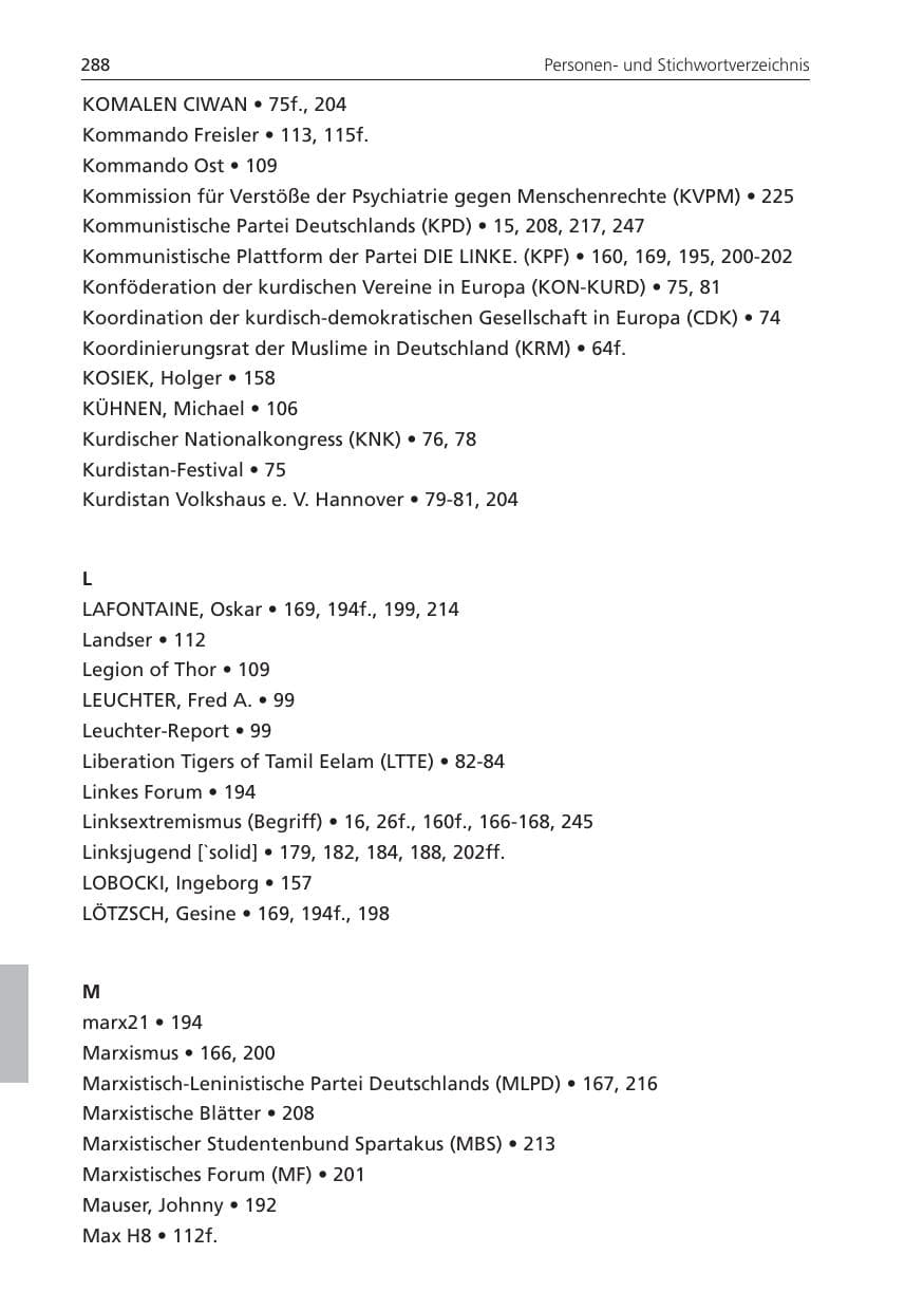 Seite 288 des Verfassungsschutzbericht 2010 Niedersachsen