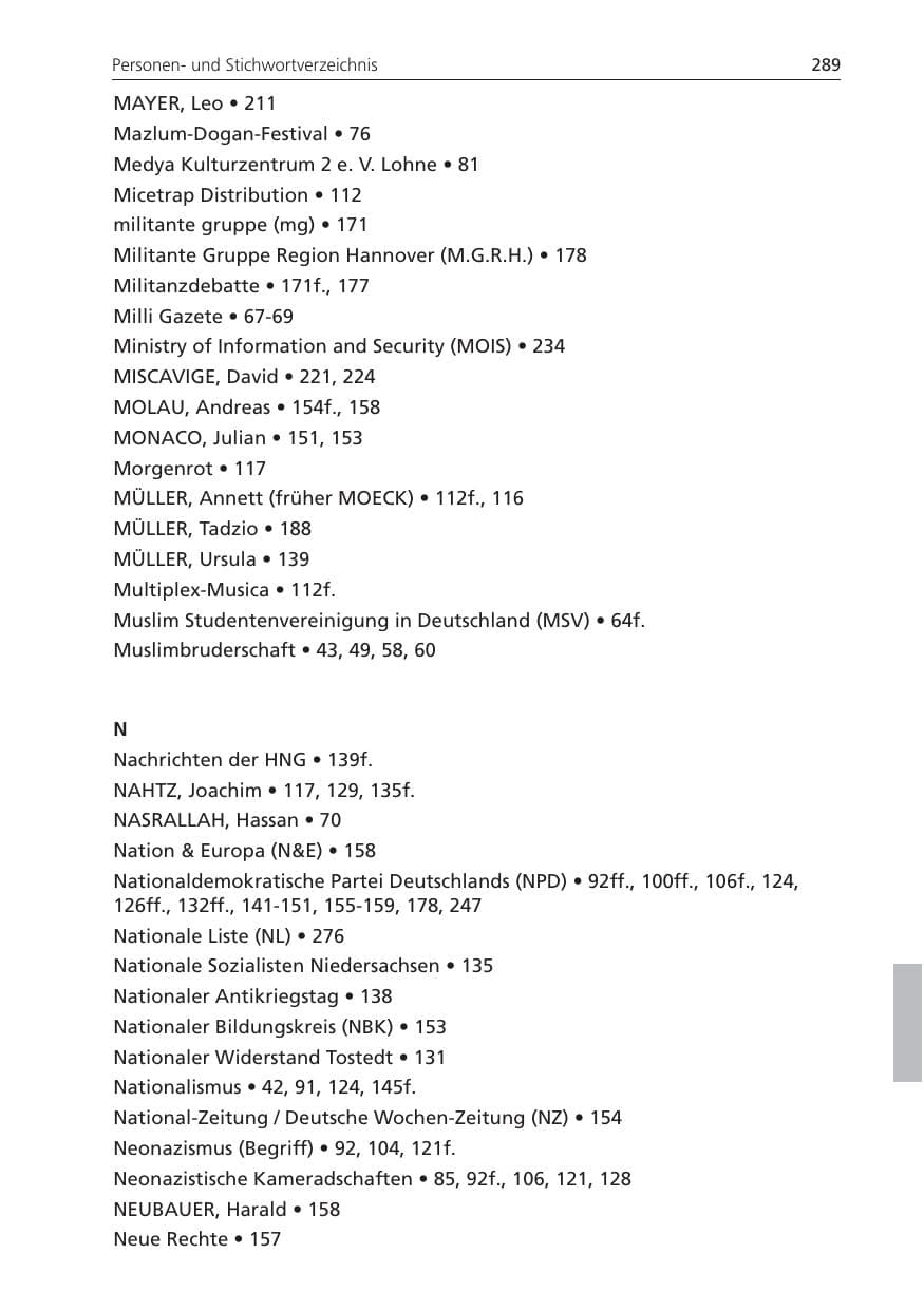Seite 289 des Verfassungsschutzbericht 2010 Niedersachsen