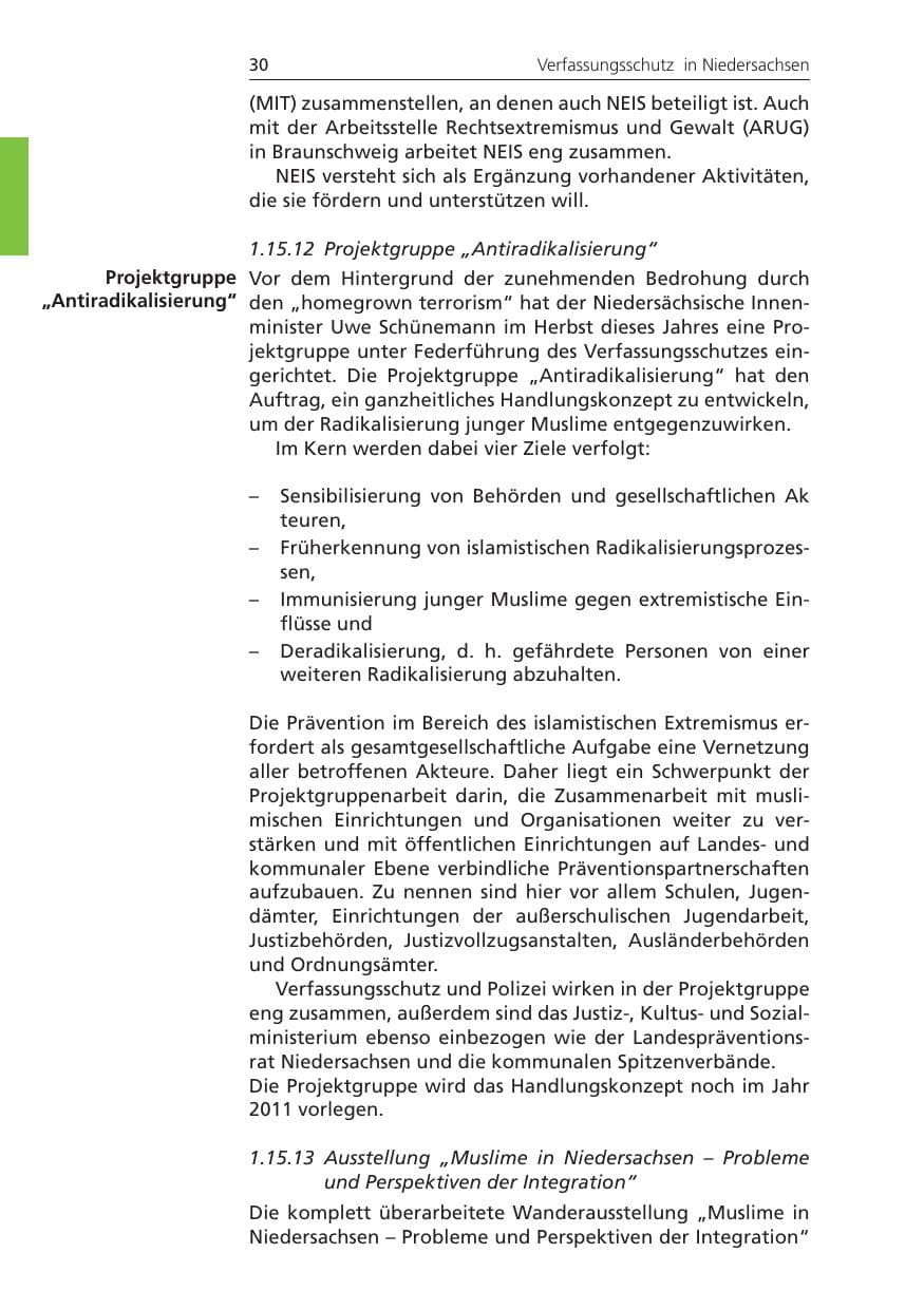 Seite 30 des Verfassungsschutzbericht 2010 Niedersachsen