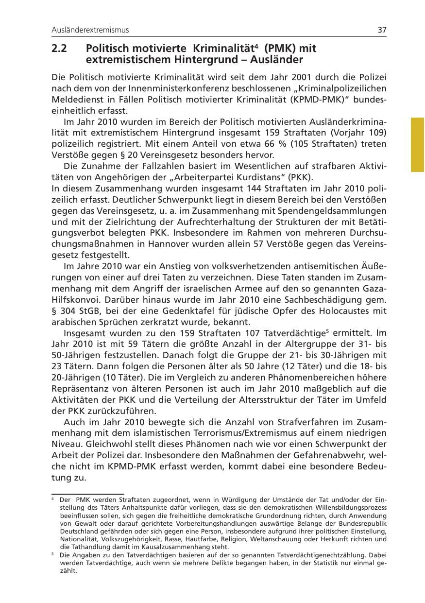 Seite 37 des Verfassungsschutzbericht 2010 Niedersachsen