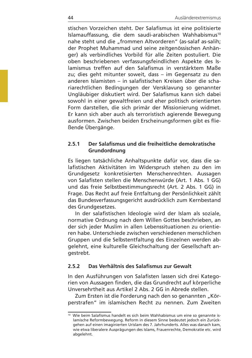 Seite 44 des Verfassungsschutzbericht 2010 Niedersachsen