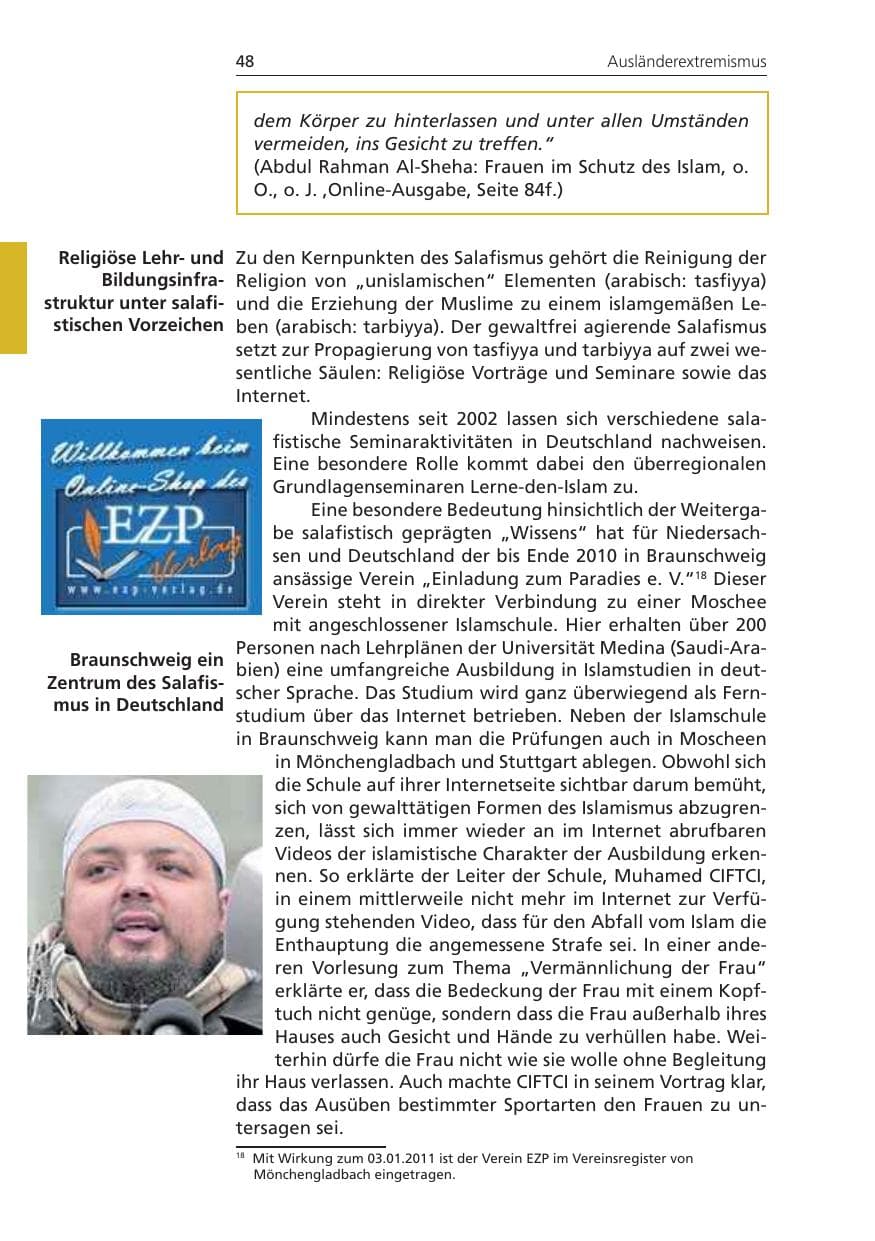 Seite 48 des Verfassungsschutzbericht 2010 Niedersachsen