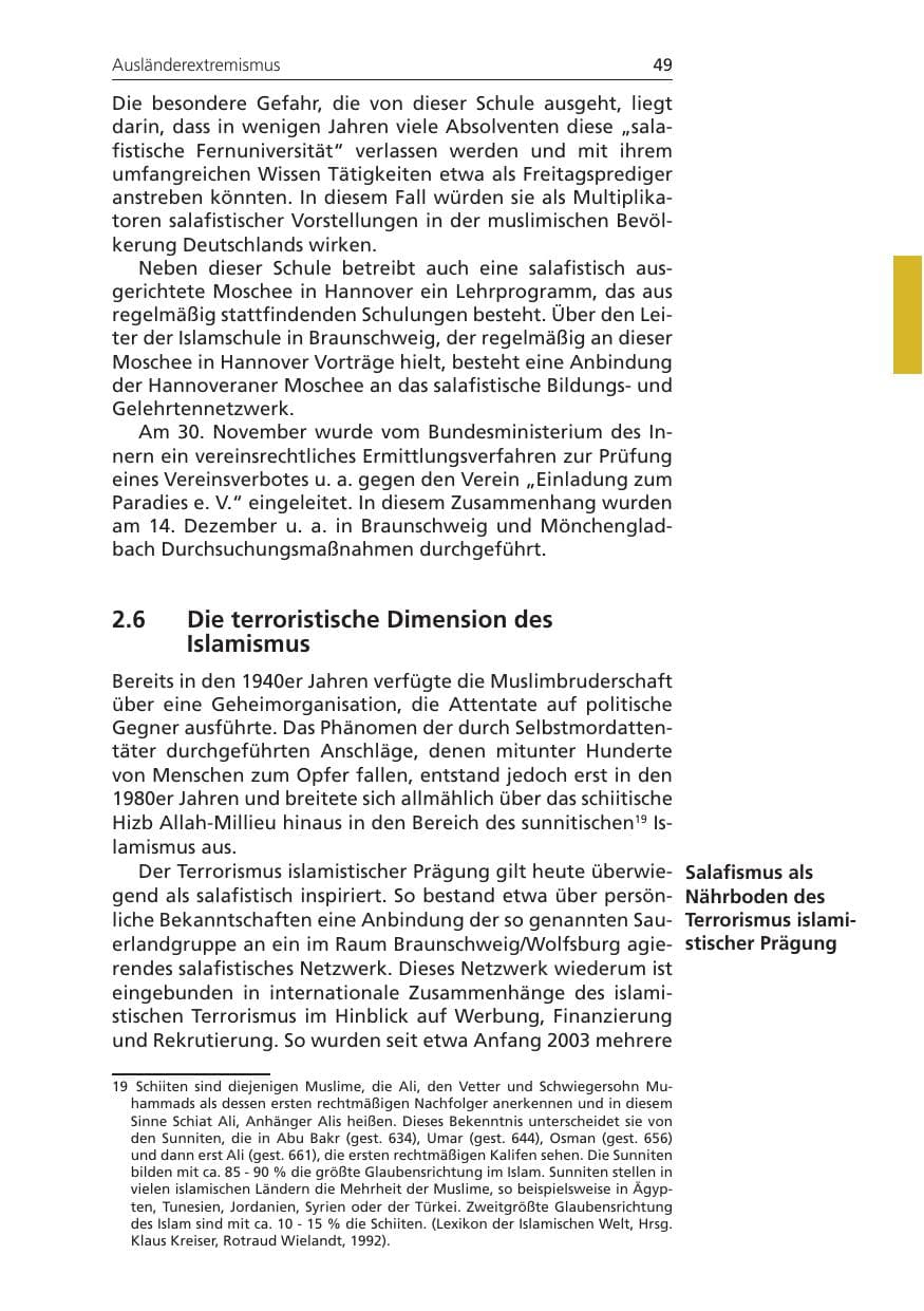 Seite 49 des Verfassungsschutzbericht 2010 Niedersachsen