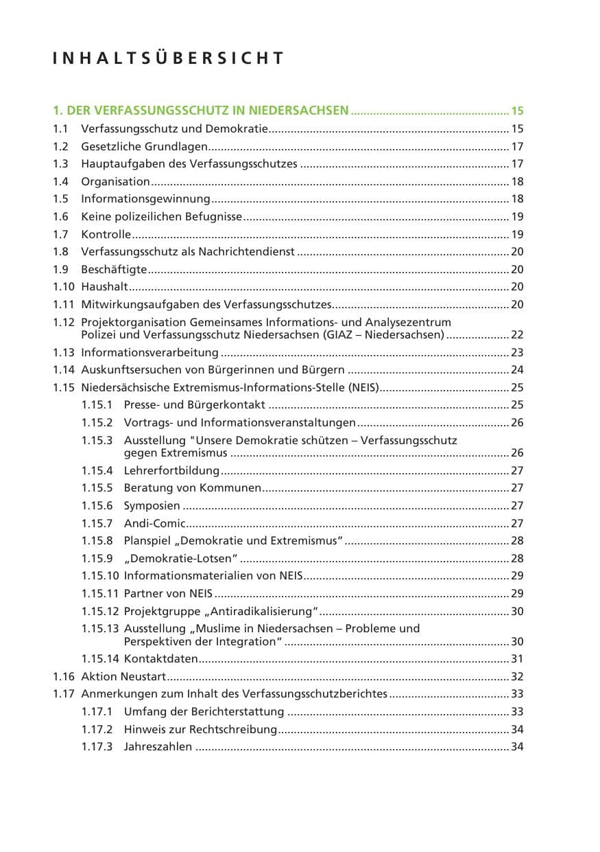 Seite 8 des Verfassungsschutzbericht 2010 Niedersachsen