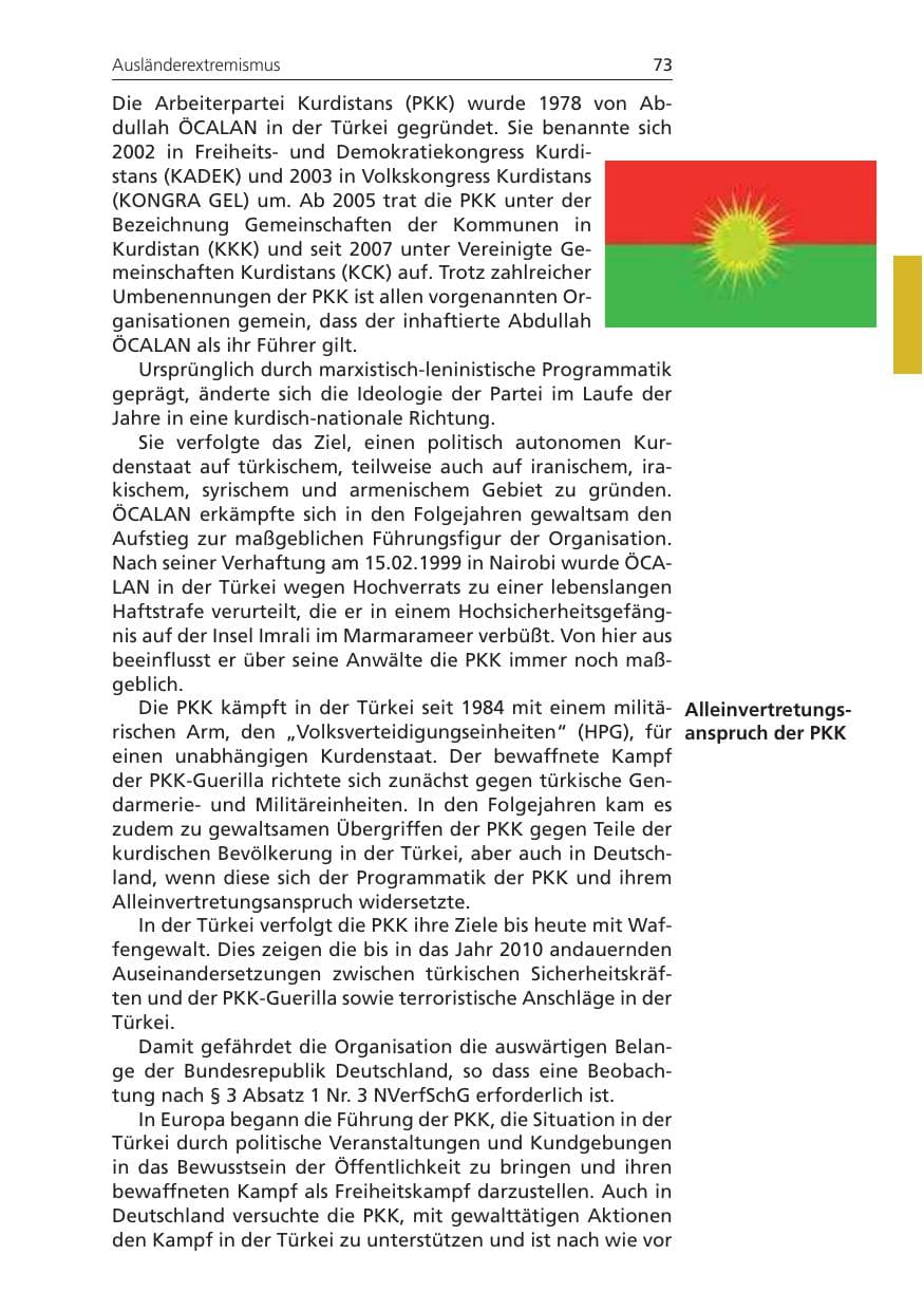 Seite 73 des Verfassungsschutzbericht 2010 Niedersachsen