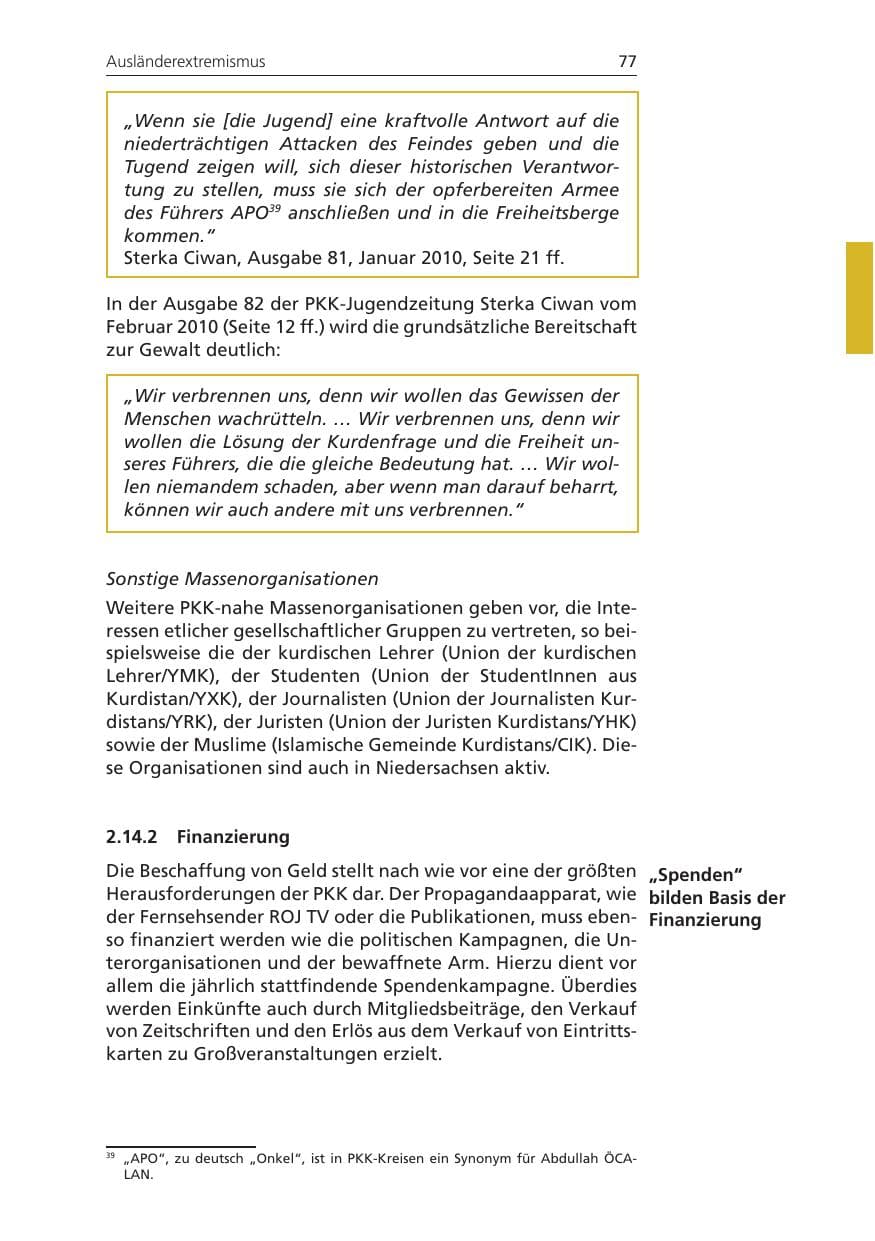 Seite 77 des Verfassungsschutzbericht 2010 Niedersachsen