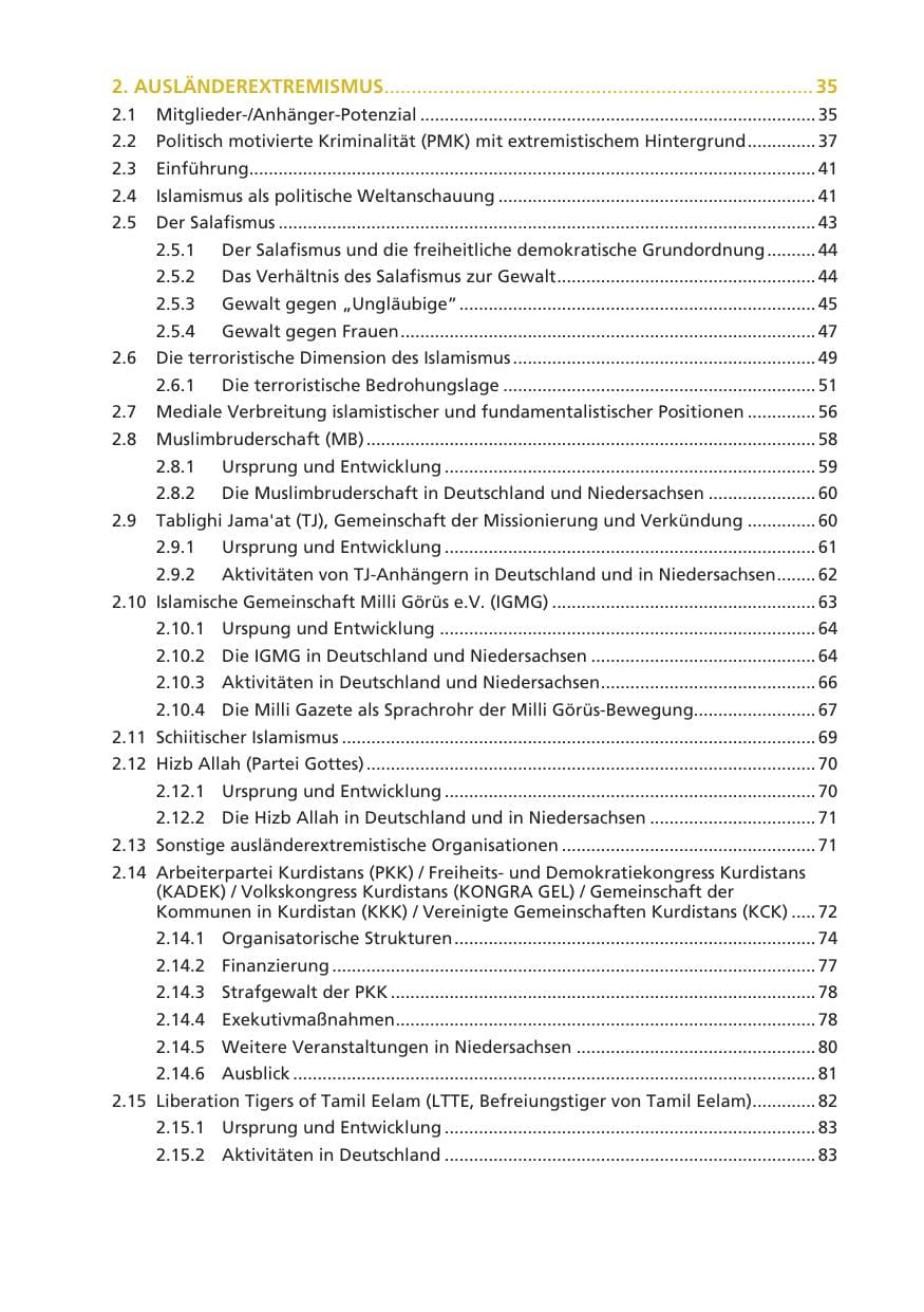 Seite 9 des Verfassungsschutzbericht 2010 Niedersachsen