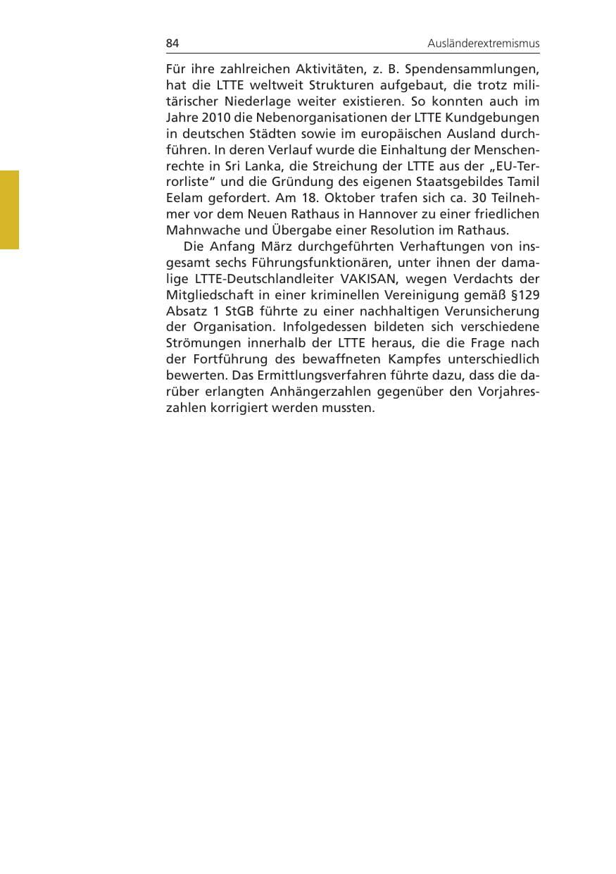 Seite 84 des Verfassungsschutzbericht 2010 Niedersachsen