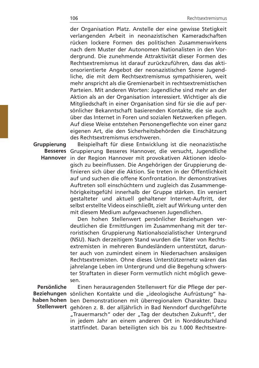 Seite 106 des Verfassungsschutzbericht 2011 Niedersachsen