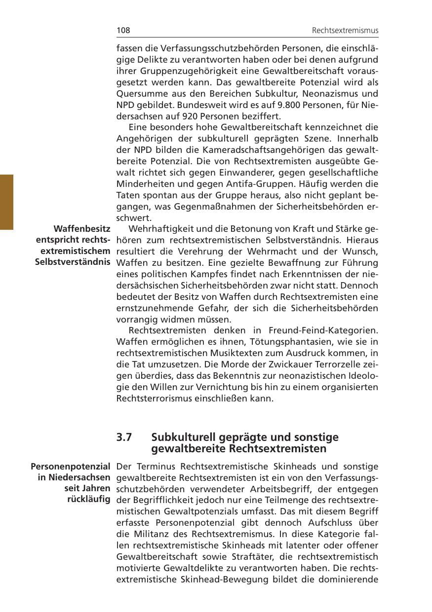 Seite 108 des Verfassungsschutzbericht 2011 Niedersachsen