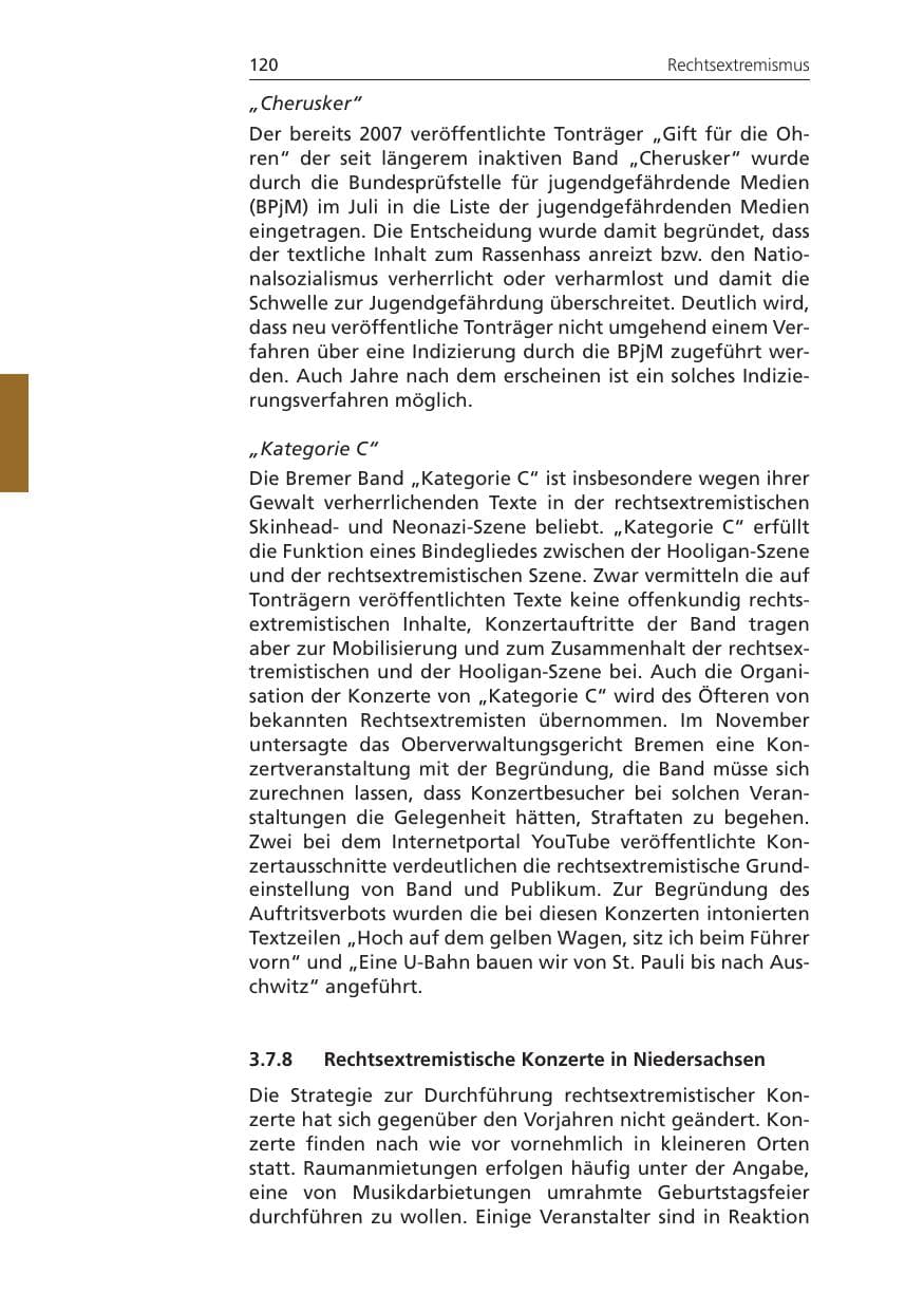 Seite 120 des Verfassungsschutzbericht 2011 Niedersachsen