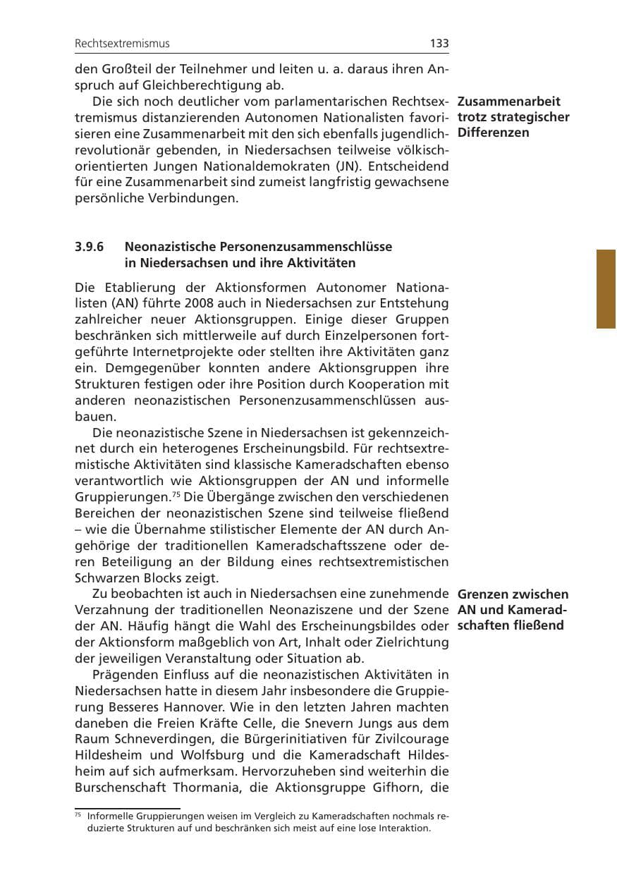 Seite 133 des Verfassungsschutzbericht 2011 Niedersachsen