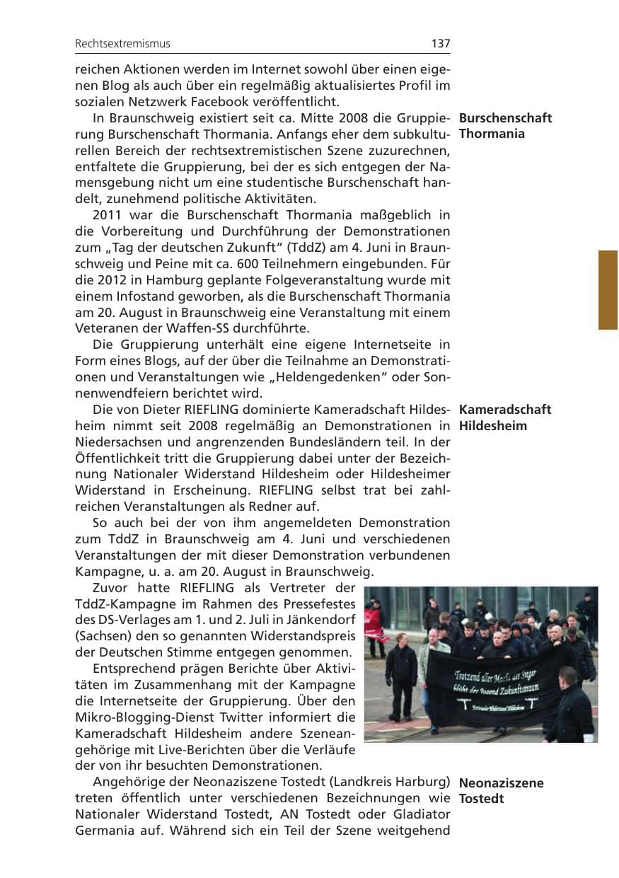Seite 137 des Verfassungsschutzbericht 2011 Niedersachsen