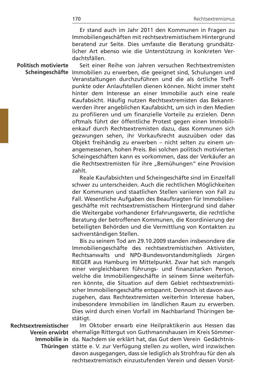 Seite 170 des Verfassungsschutzbericht 2011 Niedersachsen