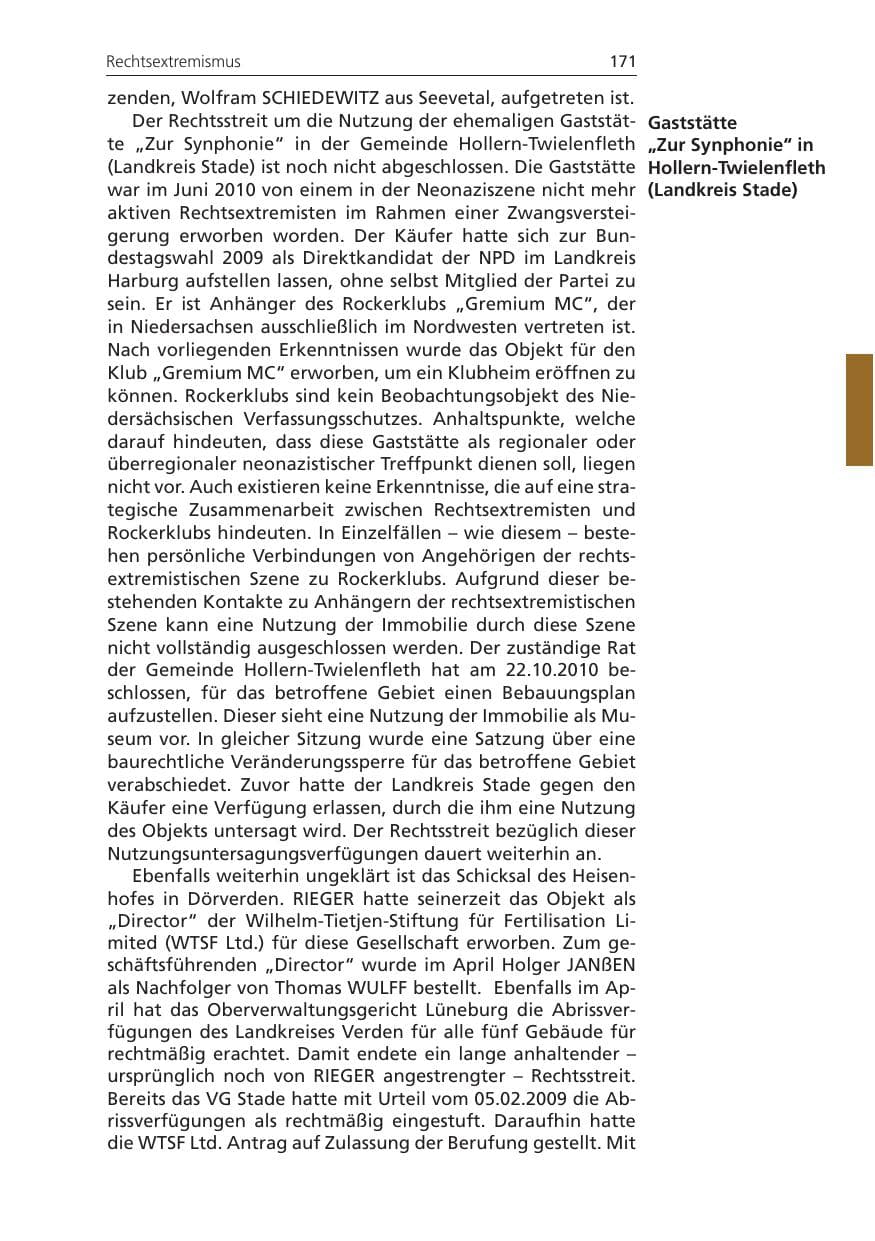 Seite 171 des Verfassungsschutzbericht 2011 Niedersachsen