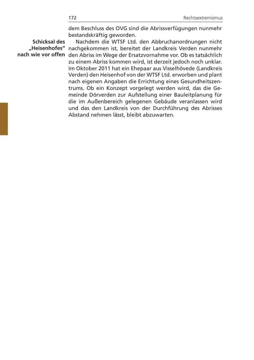 Seite 172 des Verfassungsschutzbericht 2011 Niedersachsen