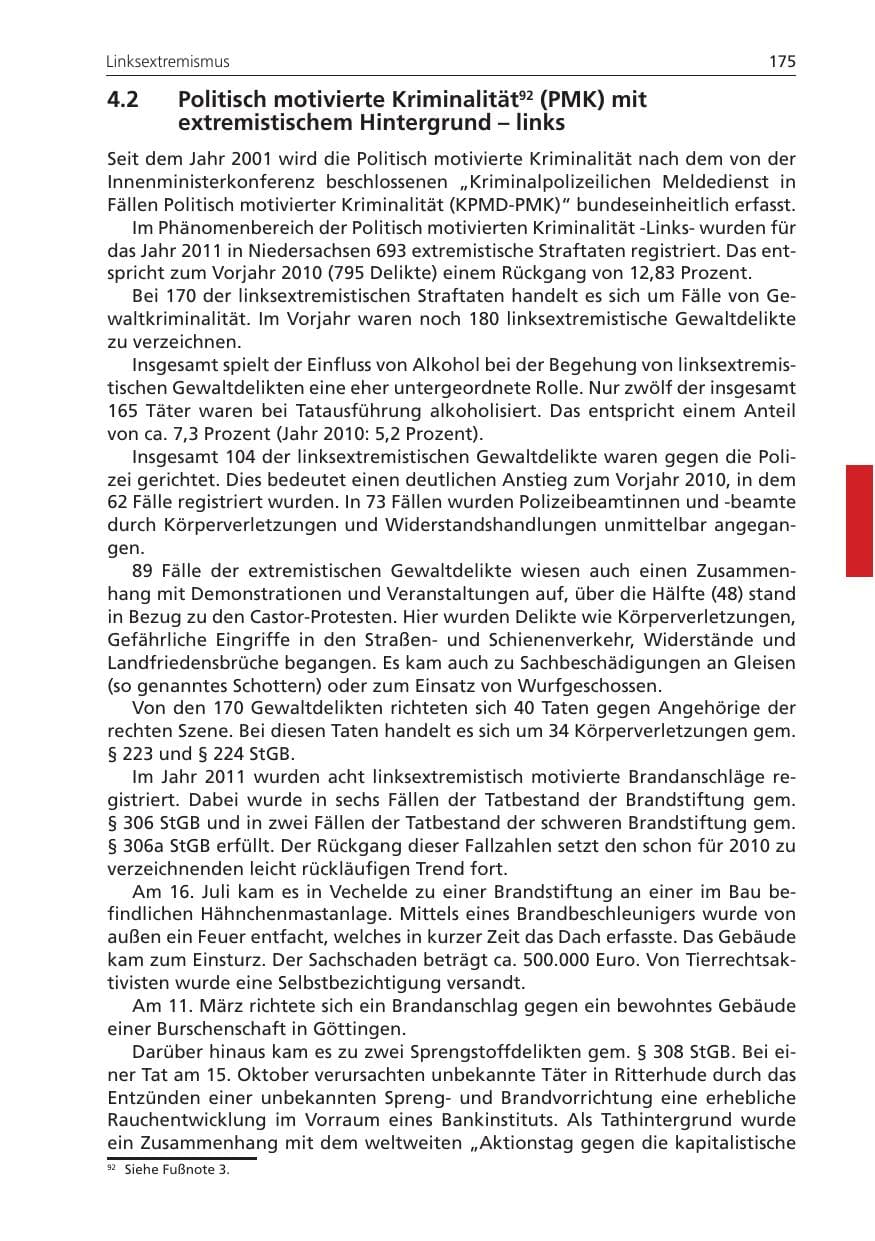 Seite 175 des Verfassungsschutzbericht 2011 Niedersachsen