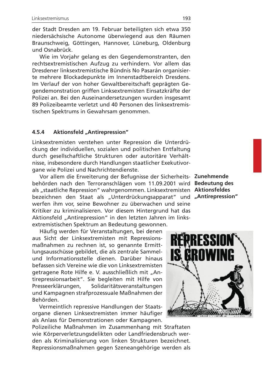 Seite 193 des Verfassungsschutzbericht 2011 Niedersachsen