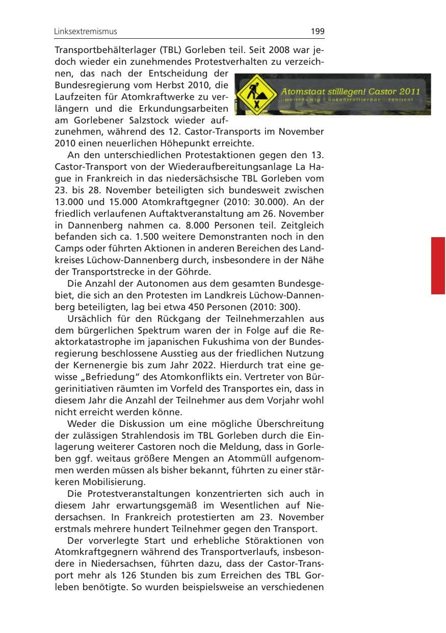 Seite 199 des Verfassungsschutzbericht 2011 Niedersachsen