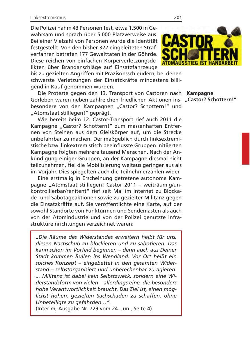 Seite 201 des Verfassungsschutzbericht 2011 Niedersachsen