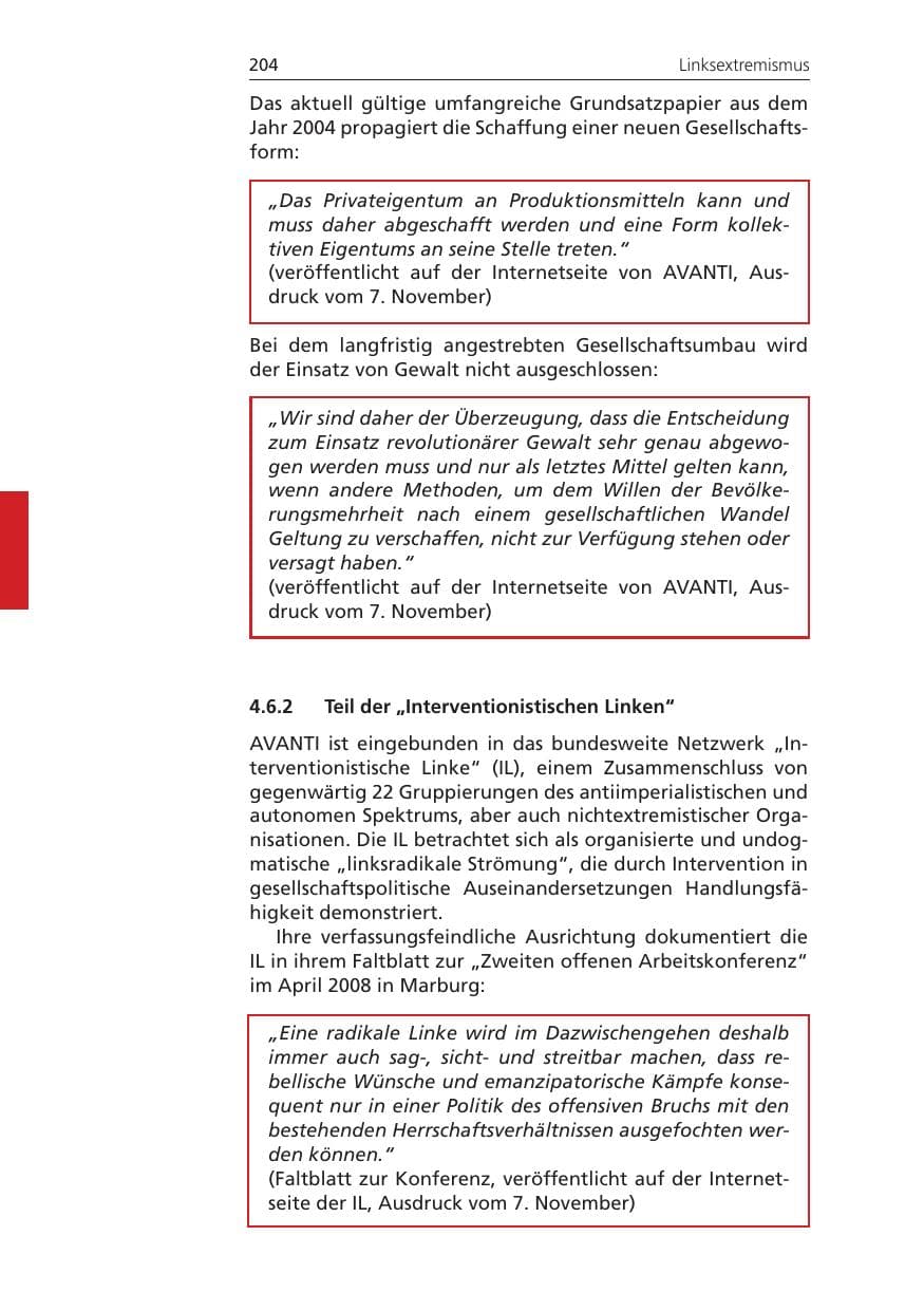 Seite 204 des Verfassungsschutzbericht 2011 Niedersachsen