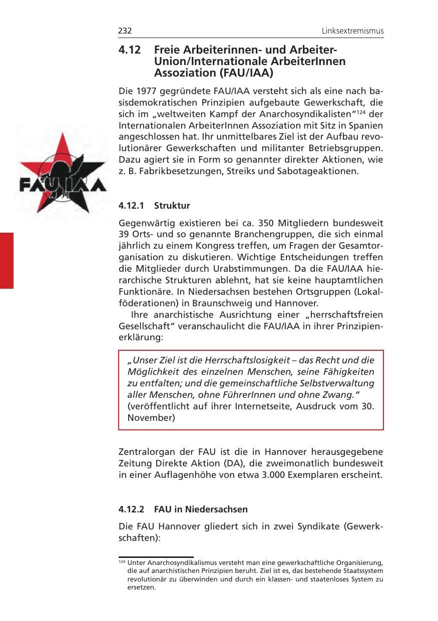 Seite 232 des Verfassungsschutzbericht 2011 Niedersachsen