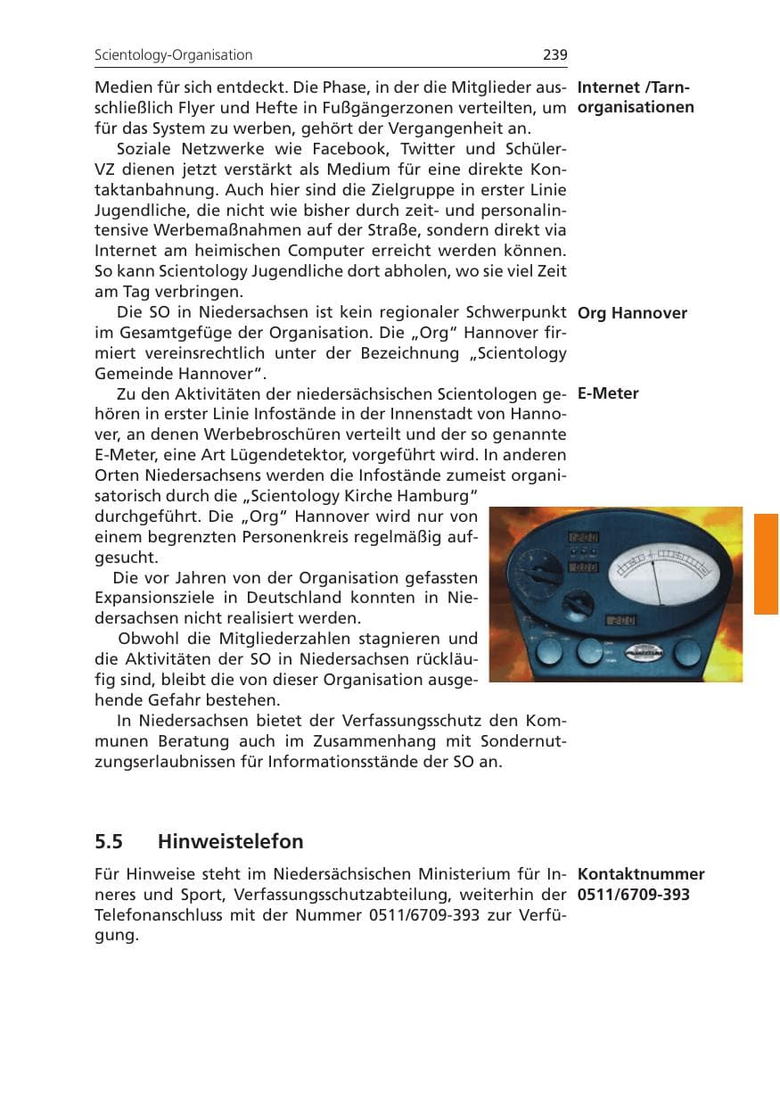 Seite 239 des Verfassungsschutzbericht 2011 Niedersachsen