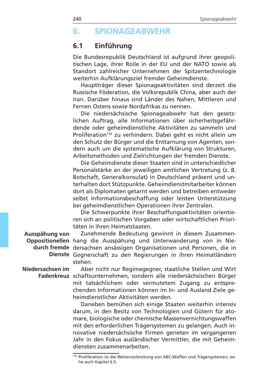 Seite 240 des Verfassungsschutzbericht 2011 Niedersachsen