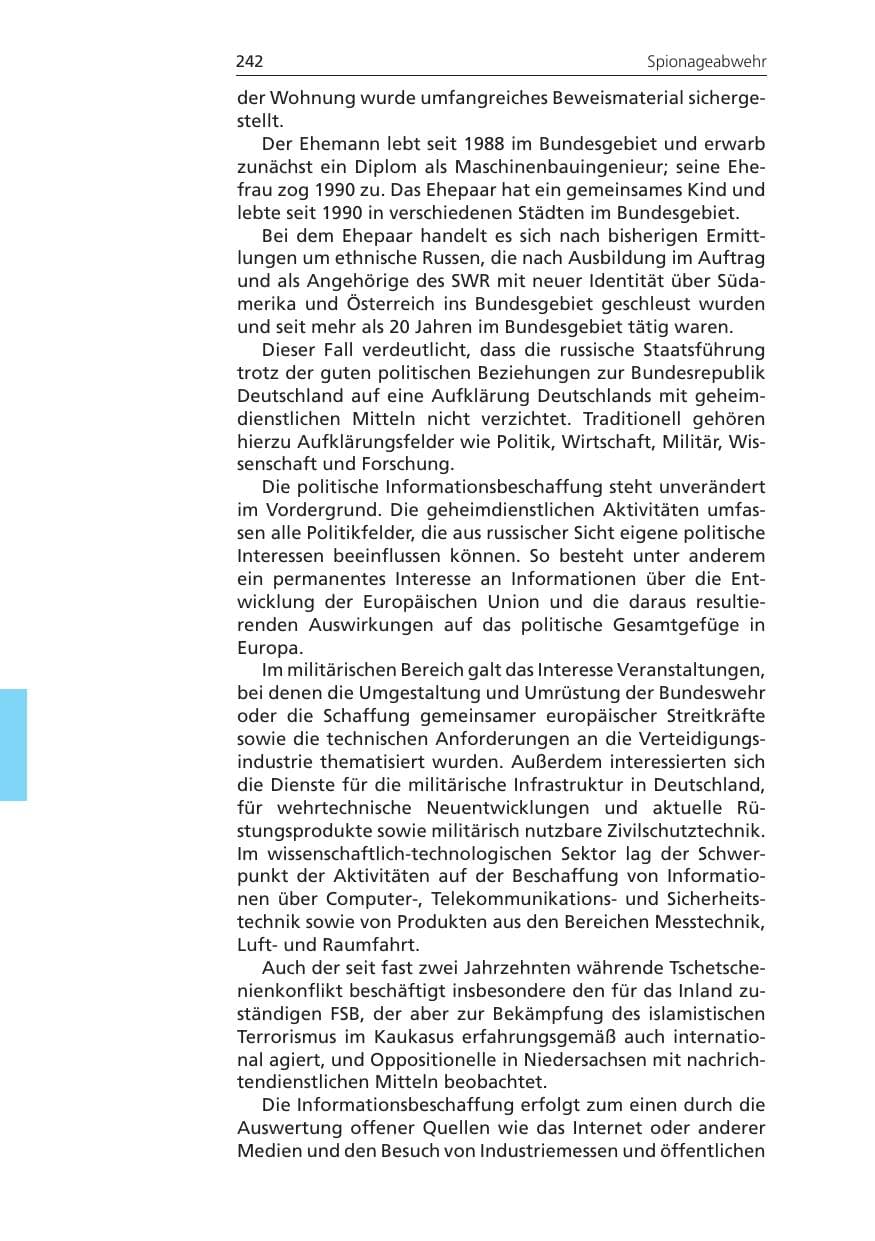 Seite 242 des Verfassungsschutzbericht 2011 Niedersachsen