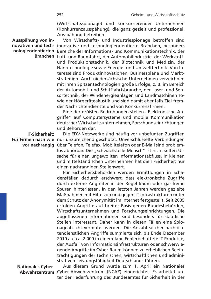 Seite 252 des Verfassungsschutzbericht 2011 Niedersachsen