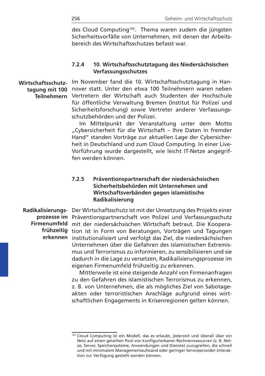 Seite 256 des Verfassungsschutzbericht 2011 Niedersachsen