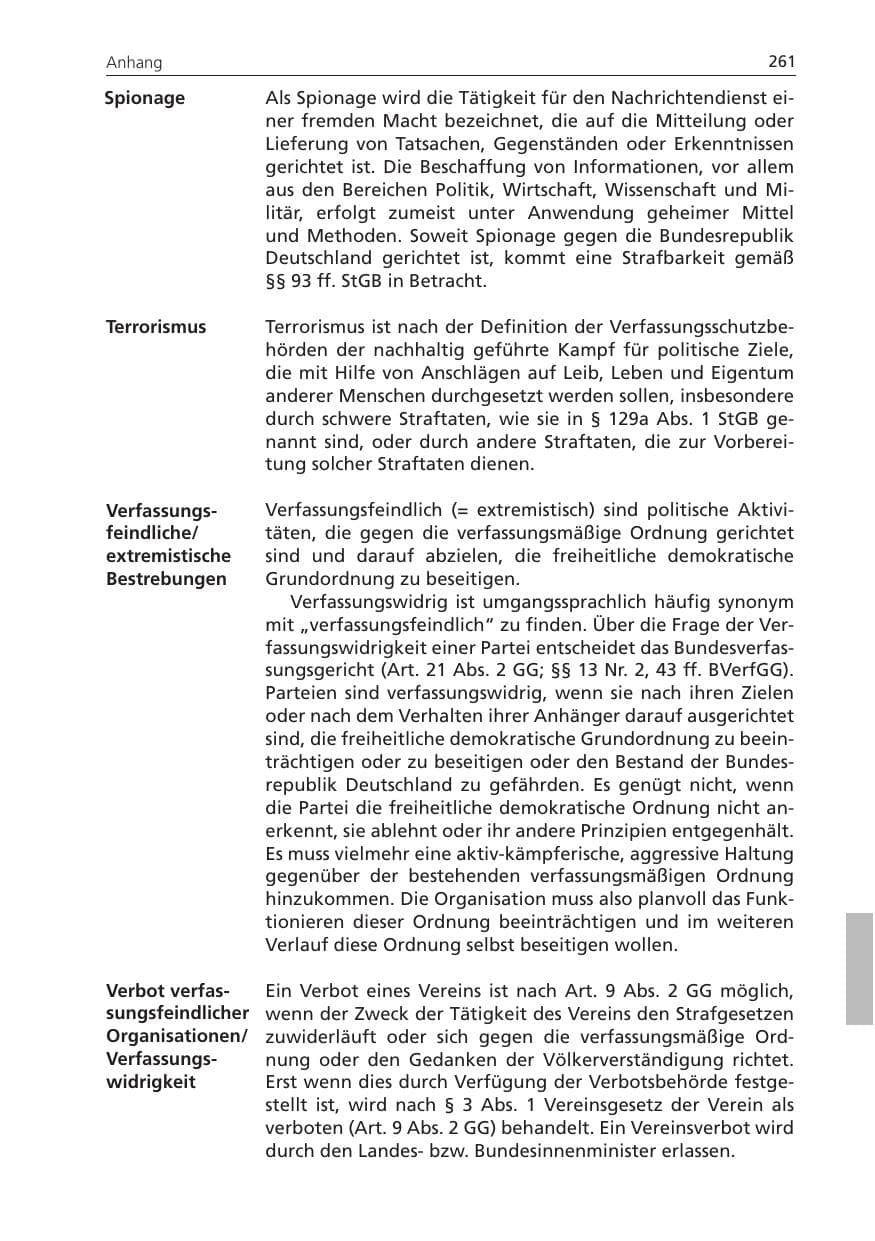 Seite 261 des Verfassungsschutzbericht 2011 Niedersachsen