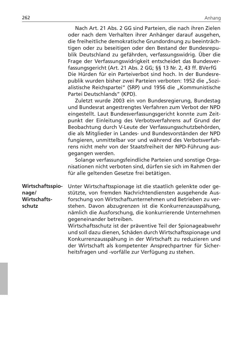 Seite 262 des Verfassungsschutzbericht 2011 Niedersachsen
