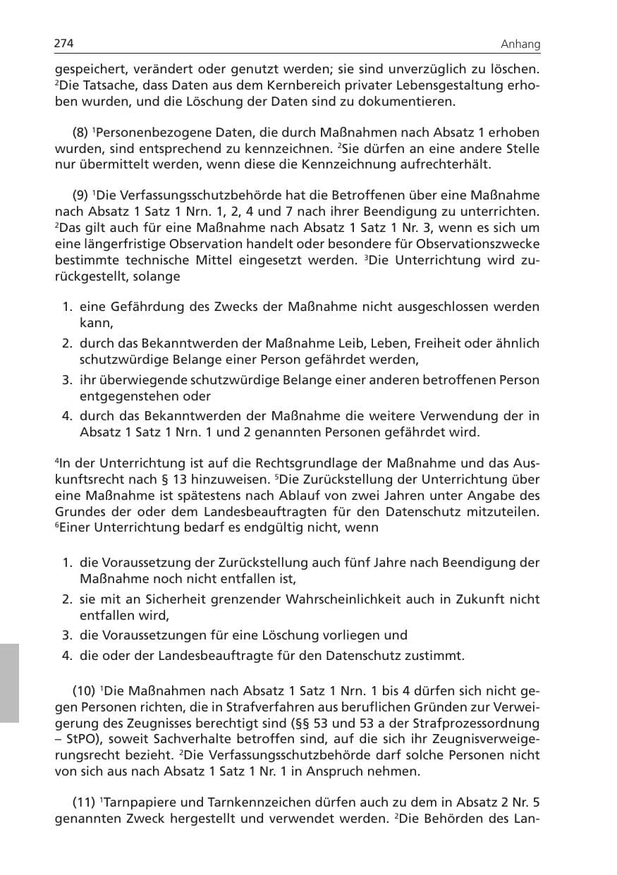 Seite 274 des Verfassungsschutzbericht 2011 Niedersachsen