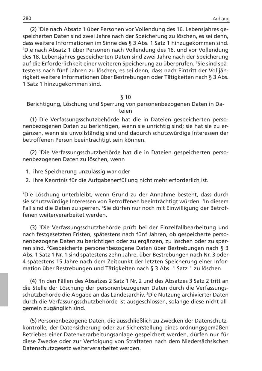 Seite 280 des Verfassungsschutzbericht 2011 Niedersachsen