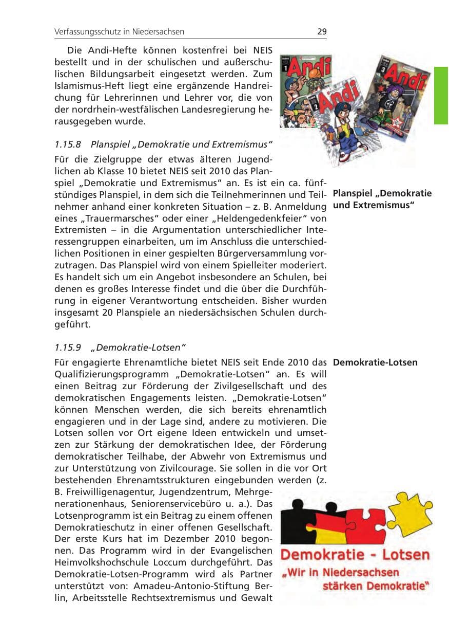 Seite 29 des Verfassungsschutzbericht 2011 Niedersachsen