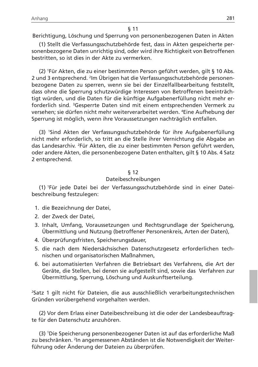 Seite 281 des Verfassungsschutzbericht 2011 Niedersachsen