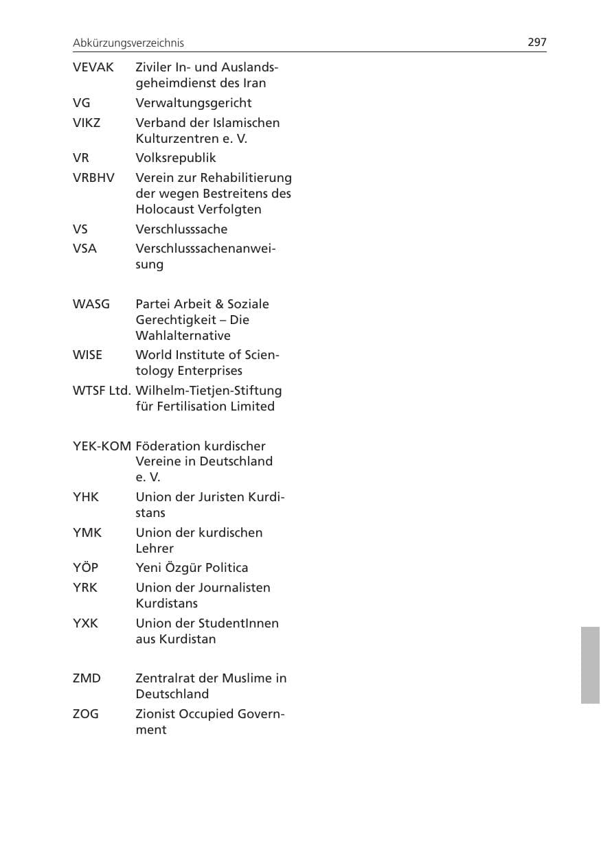 Seite 297 des Verfassungsschutzbericht 2011 Niedersachsen