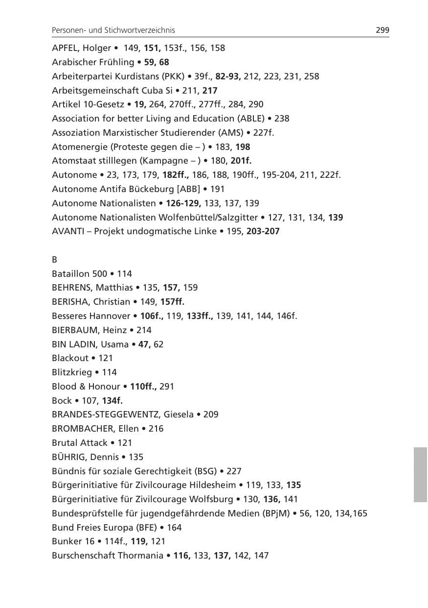 Seite 299 des Verfassungsschutzbericht 2011 Niedersachsen