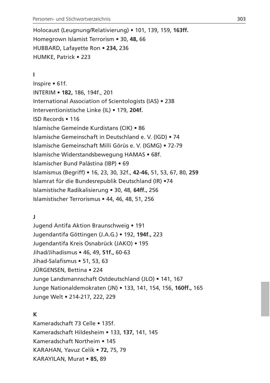 Seite 303 des Verfassungsschutzbericht 2011 Niedersachsen