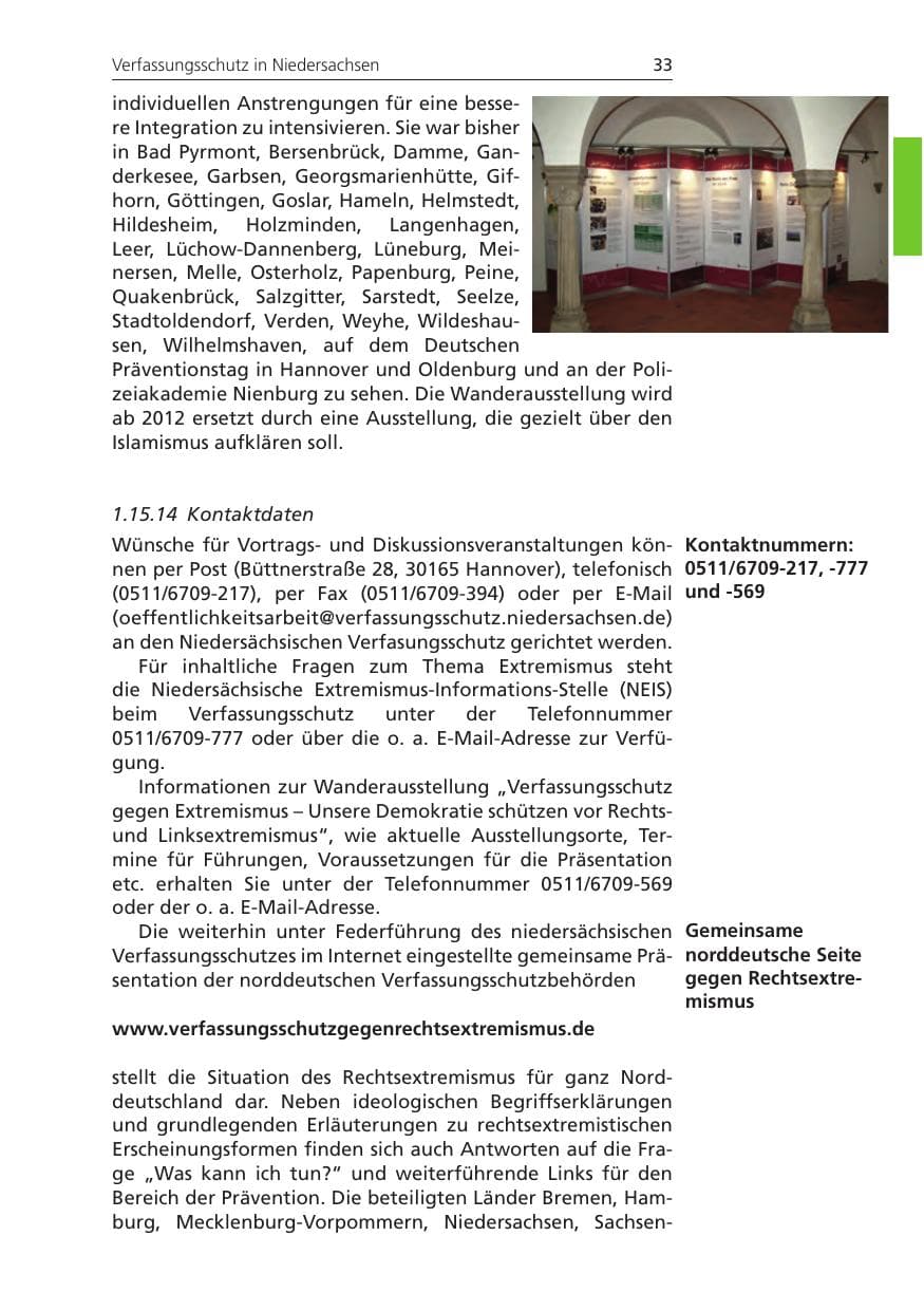 Seite 33 des Verfassungsschutzbericht 2011 Niedersachsen
