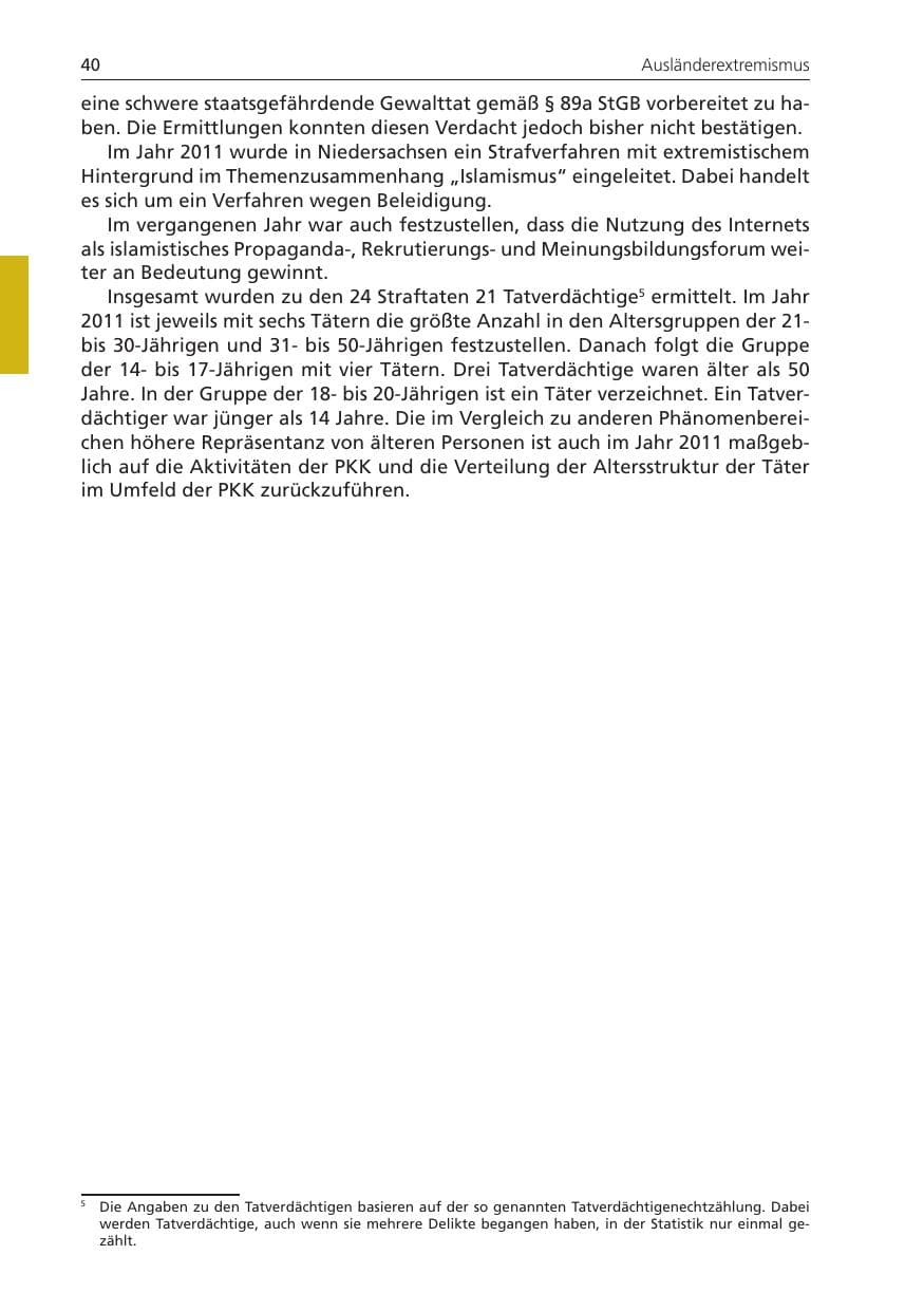 Seite 40 des Verfassungsschutzbericht 2011 Niedersachsen
