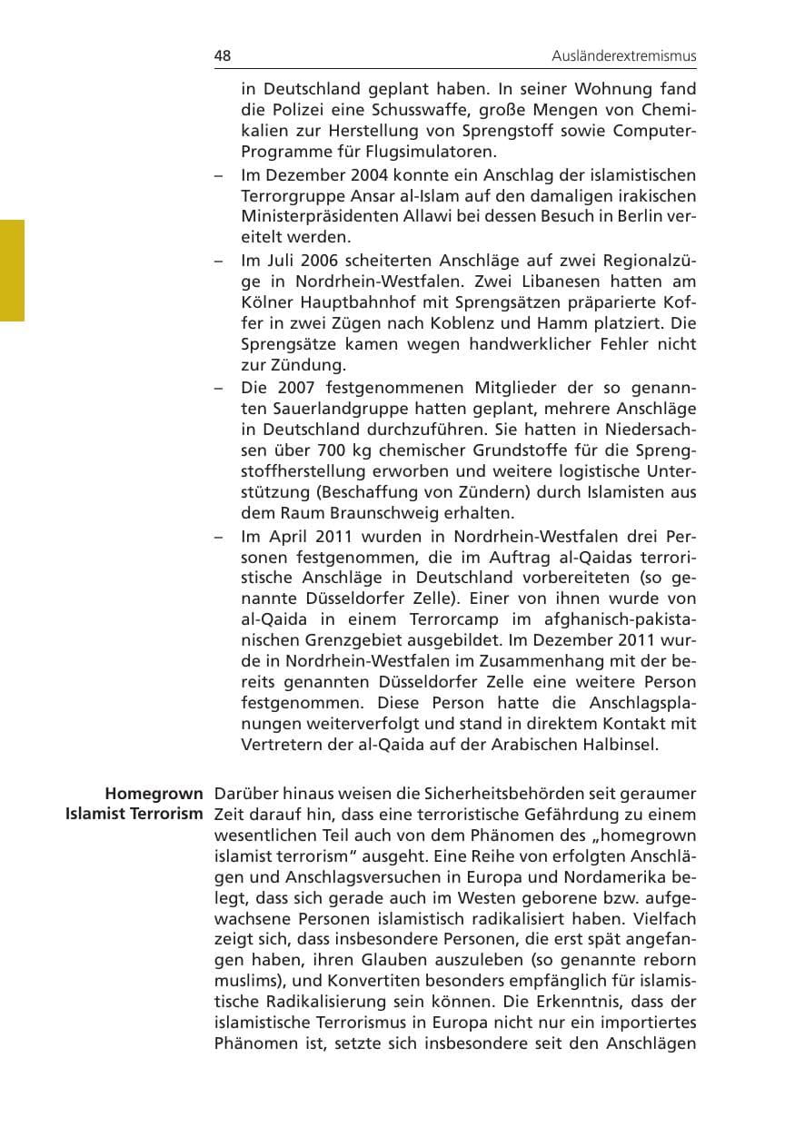 Seite 48 des Verfassungsschutzbericht 2011 Niedersachsen