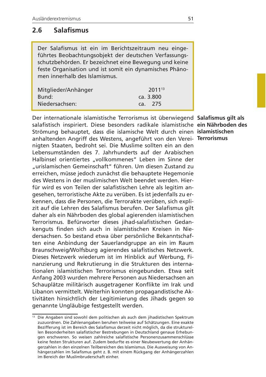 Seite 51 des Verfassungsschutzbericht 2011 Niedersachsen
