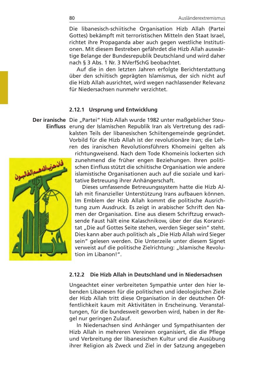 Seite 80 des Verfassungsschutzbericht 2011 Niedersachsen