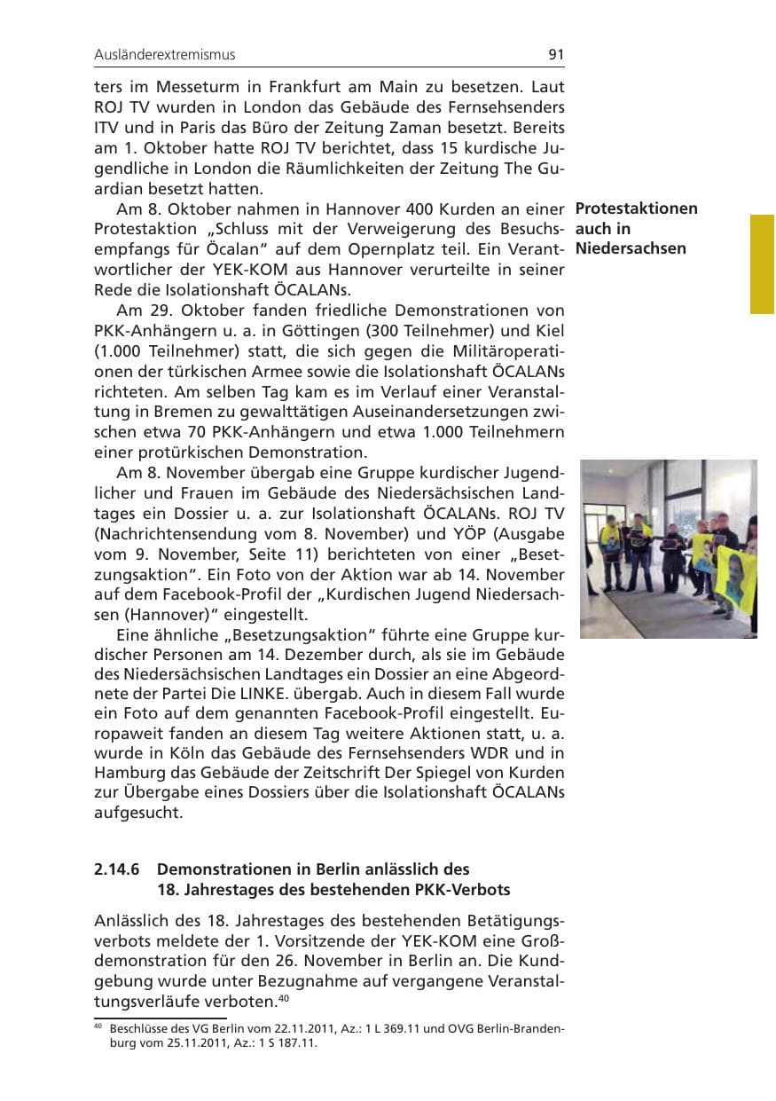Seite 91 des Verfassungsschutzbericht 2011 Niedersachsen