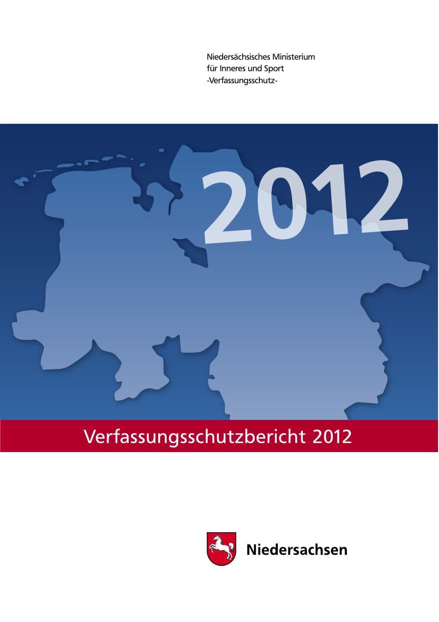 Seite 1 des Verfassungsschutzbericht 2012 Niedersachsen