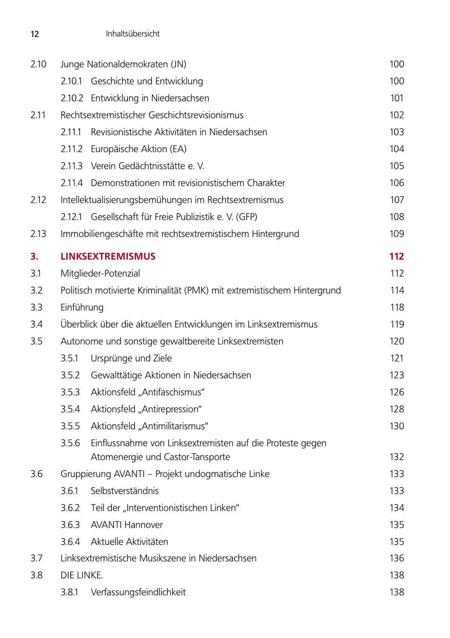 Seite 12 des Verfassungsschutzbericht 2012 Niedersachsen
