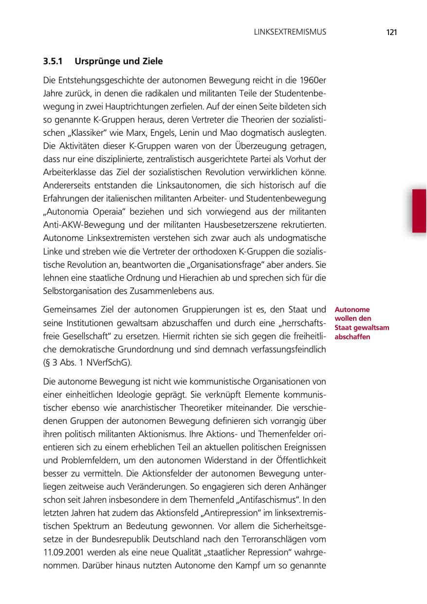 Seite 121 des Verfassungsschutzbericht 2012 Niedersachsen