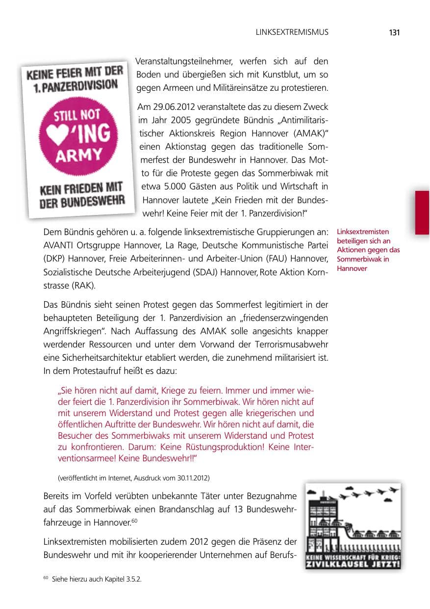 Seite 131 des Verfassungsschutzbericht 2012 Niedersachsen